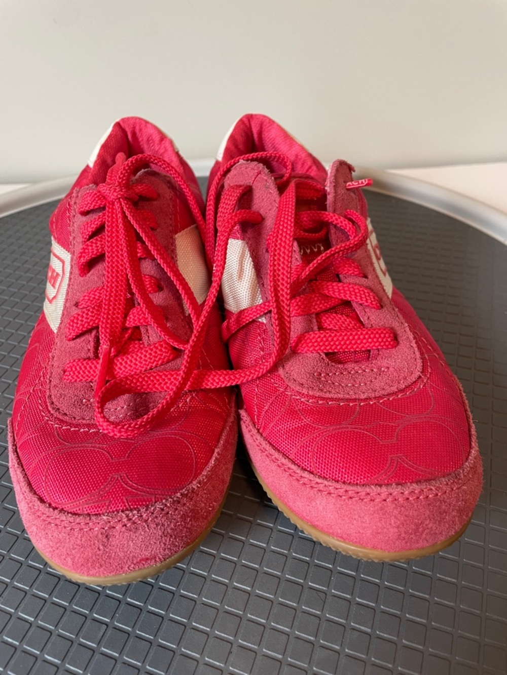 Coach Pink Women's Lace-Up Signature Sneakers